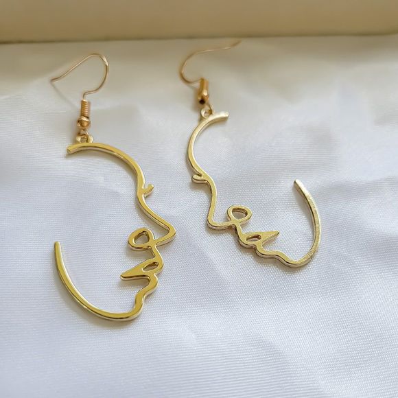 Jewelry - 7/$35 Gold Color Face Earrings. Gold Picasso Face Statement Earrings